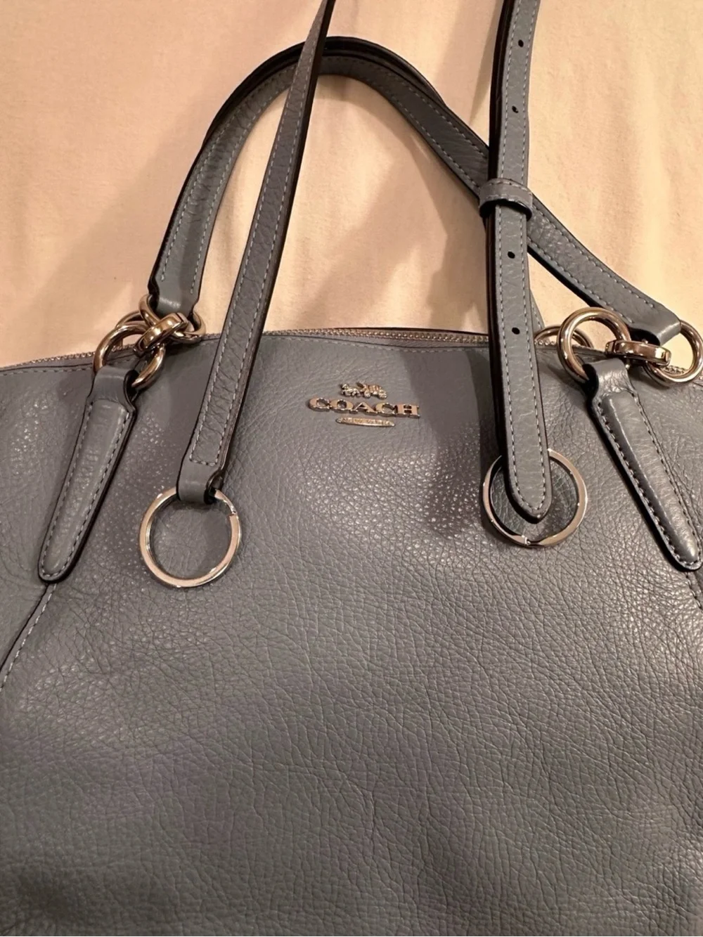 Coach f26917 Kelsey Slate Blue Gray small purse leather w/strap w/dust bag